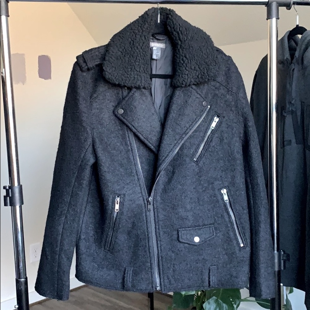 H&M Divided Wool Moto Biker Coat NWOT